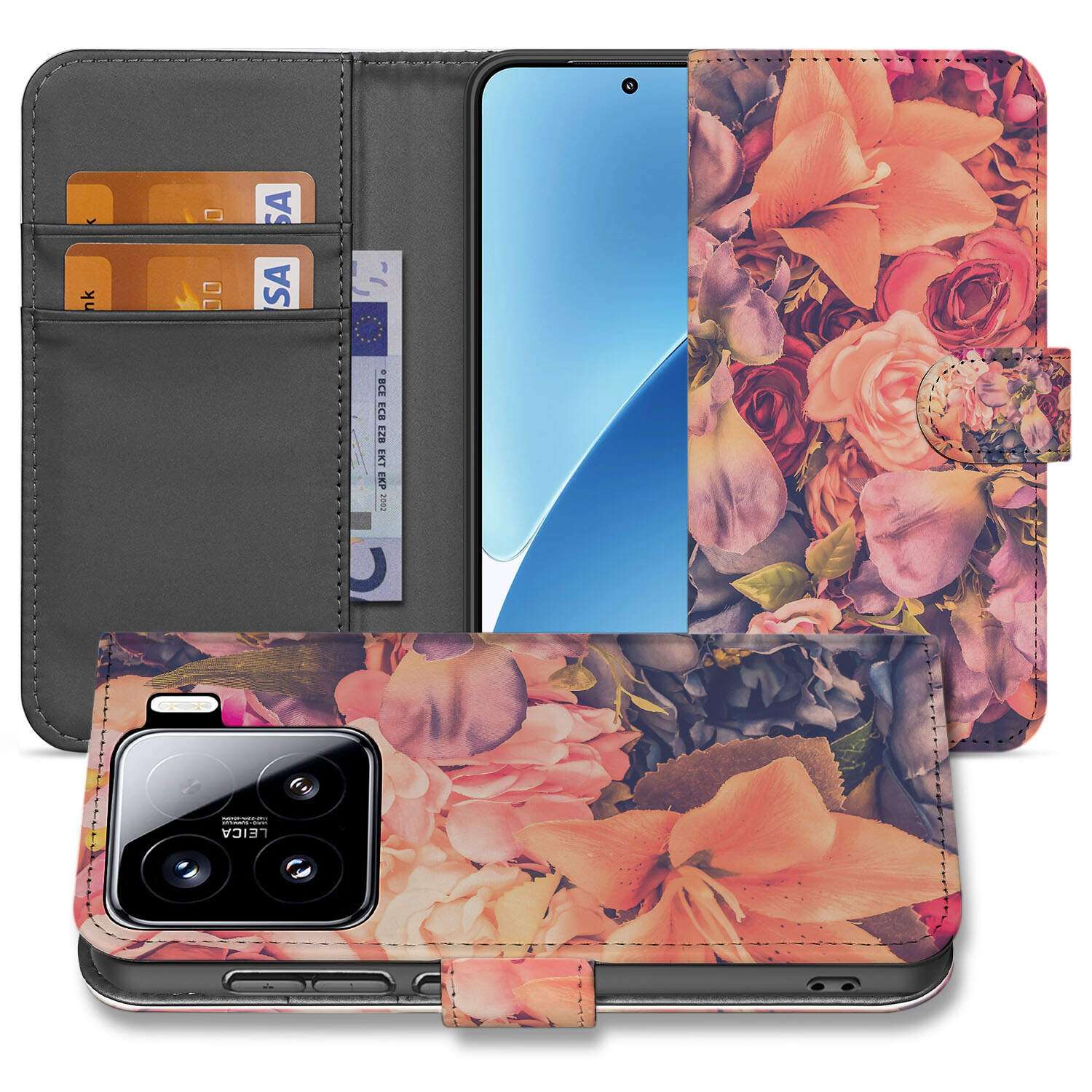 Xiaomi 15 Hoesje Bosje Bloemen book case bloemen design voorkant