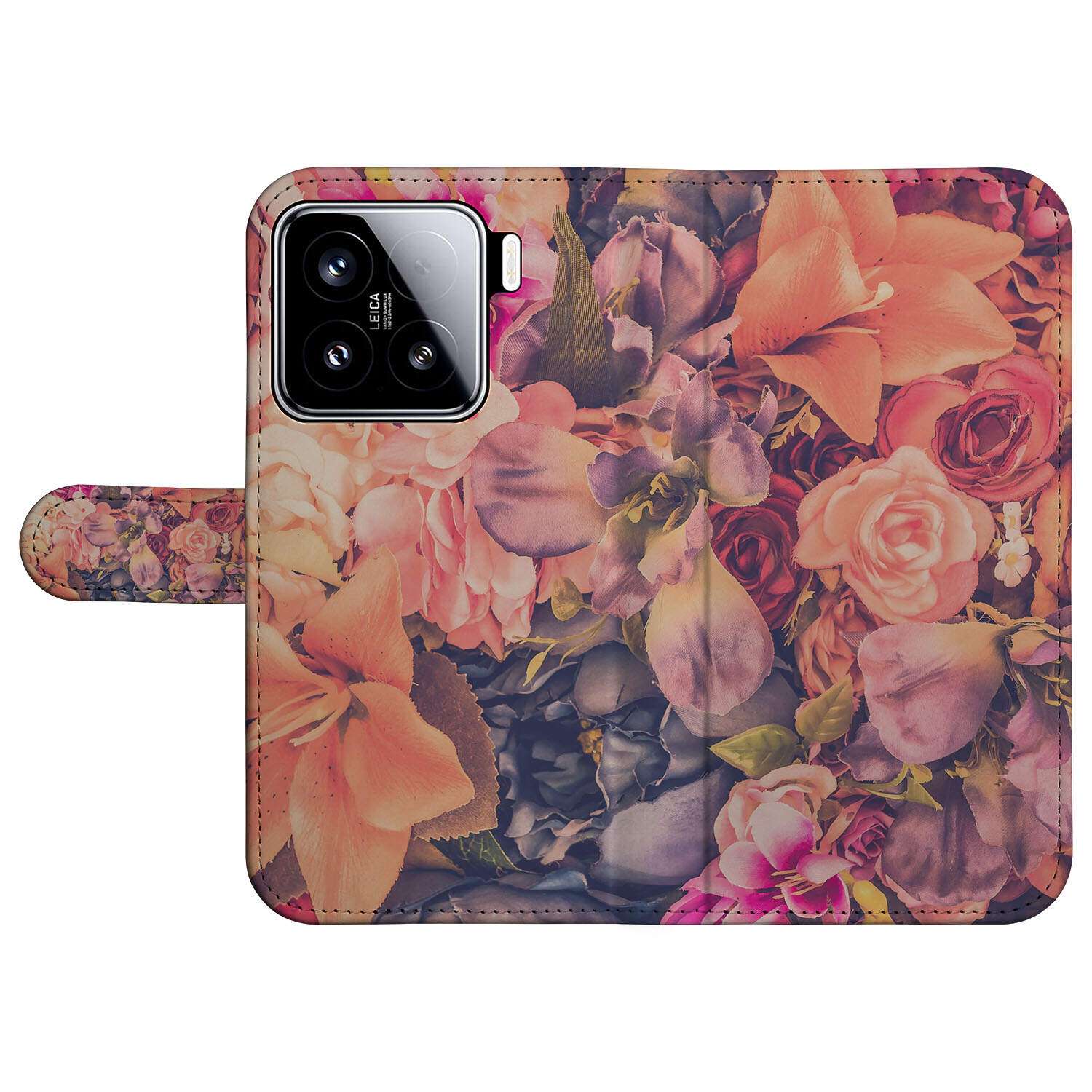 Xiaomi 15 Hoesje Bosje Bloemen book case bloemen aanzicht