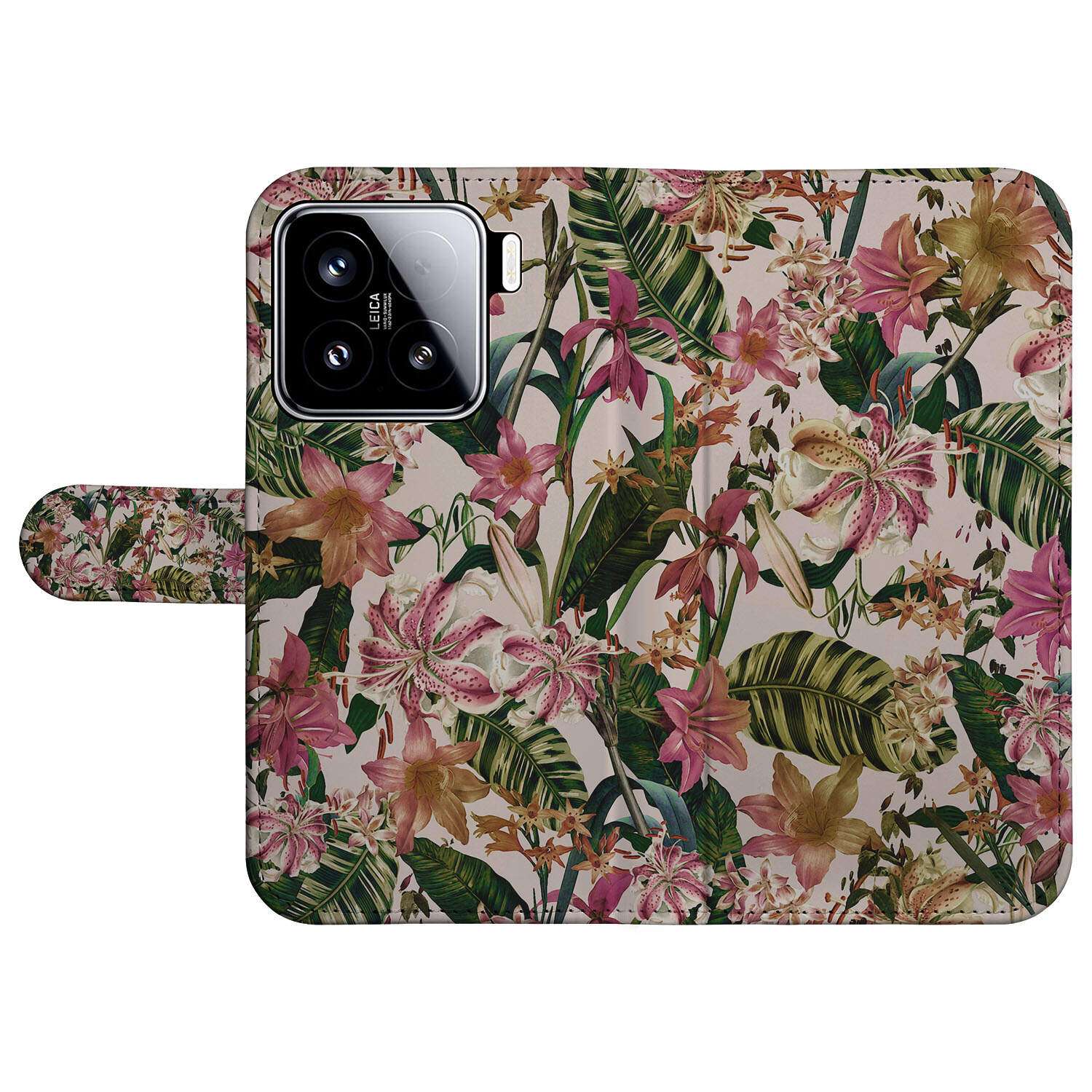 Xiaomi 15 Hoesje Flowers boekhoes bloemen voorkant