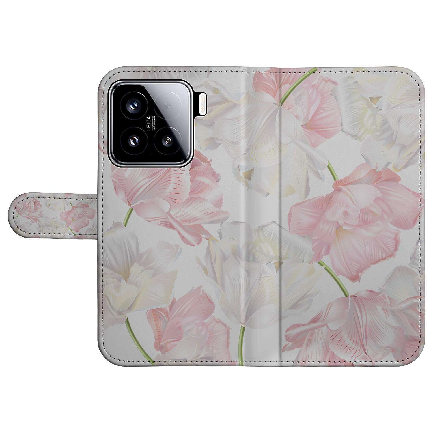 Xiaomi 15 Hoesje Lovely Flowers boek hoes bloemen voorzijde