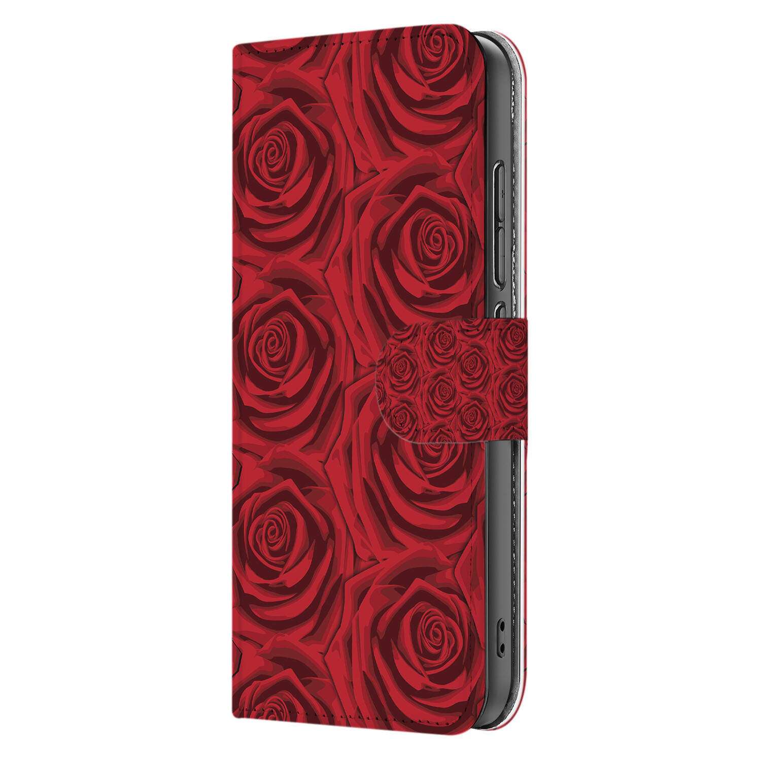 Xiaomi 15 Hoesje Red Roses Book Case Red Roses Design Zijkant