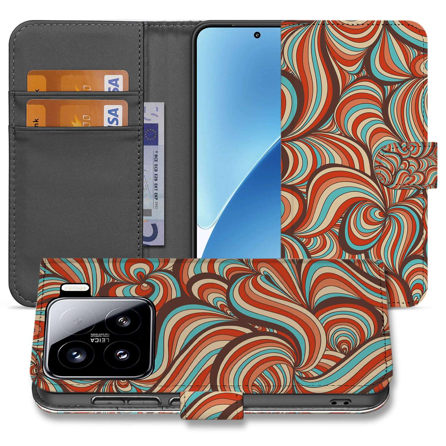 Xiaomi 15 Hoesje Retro retro book case design kleurrijk aanzicht