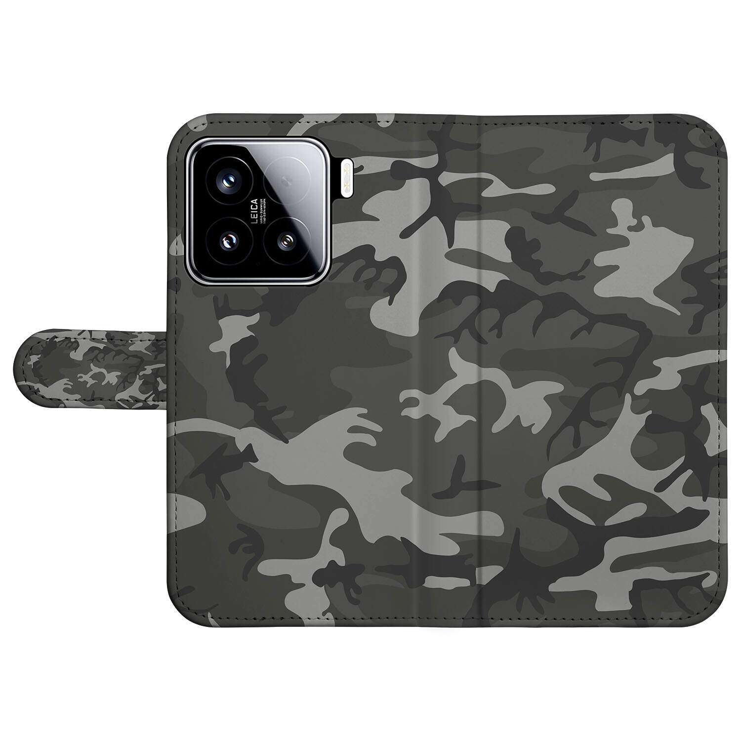 Xiaomi 15 Telefoon Hoesje Army Light book case camouflage voorkant