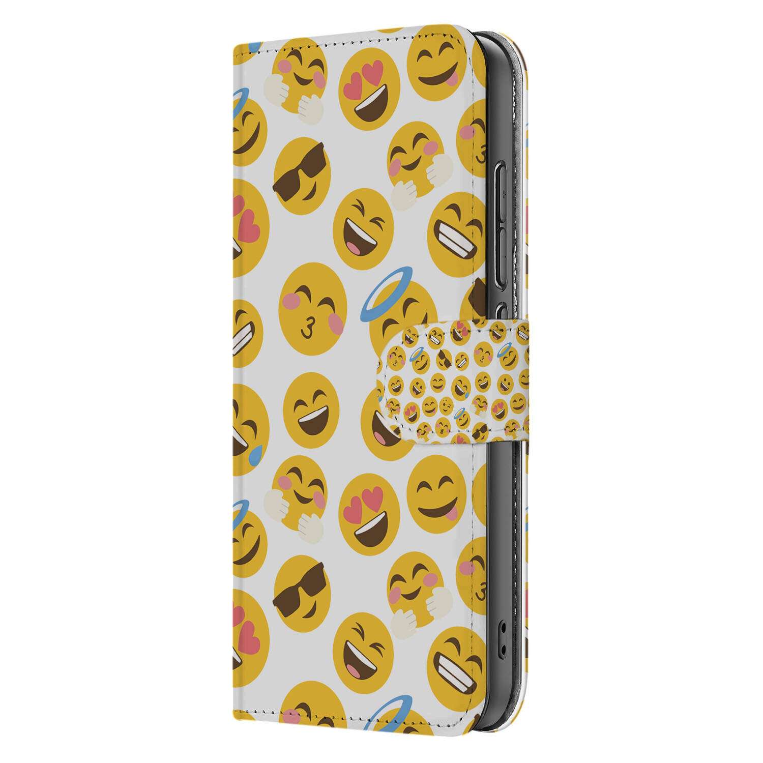 Xiaomi 15 Telefoon Hoesje Emoji book case emoji design zijaanzicht