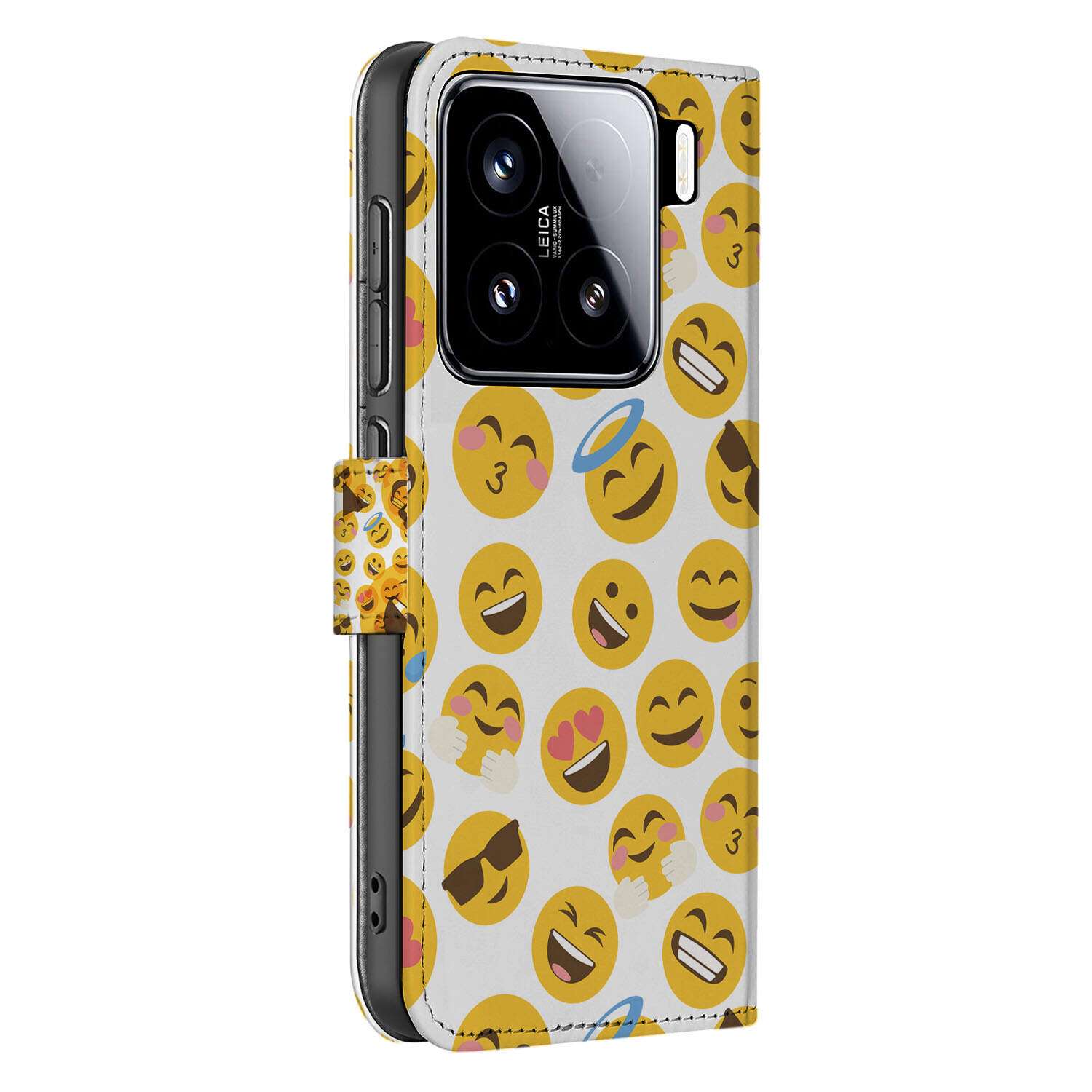 Xiaomi 15 Telefoon Hoesje Emoji book case emoji design aanzicht