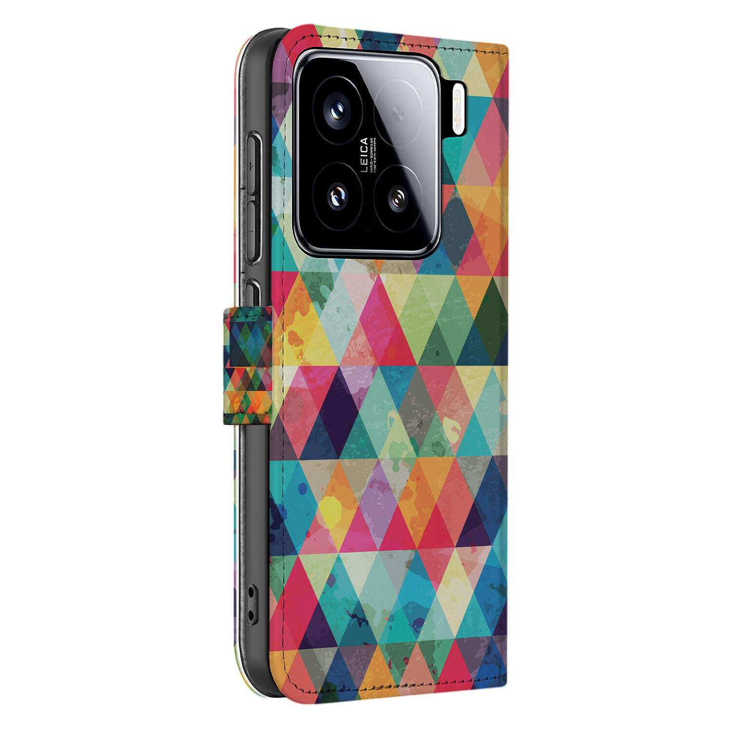 Xiaomi 15 Telefoon Hoesje Geruit Book Case Geruit Zijkant