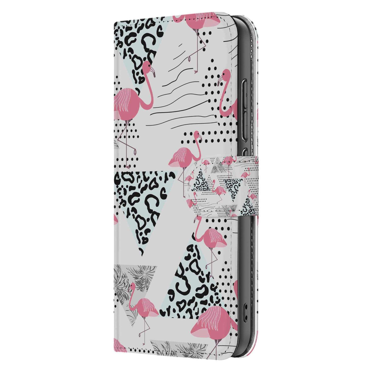 Xiaomi 15 Telefoonhoesje met Pasjes Flamingo Triangle book case zijkant