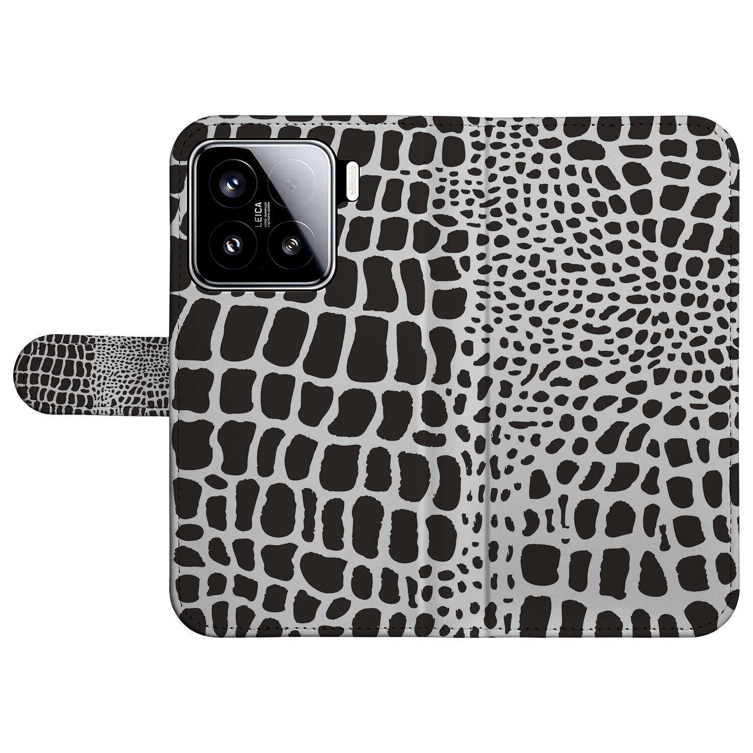 Xiaomi 15 Telefoonhoesje met Pasjes Slangenprint book case slangenprint vooraanzicht