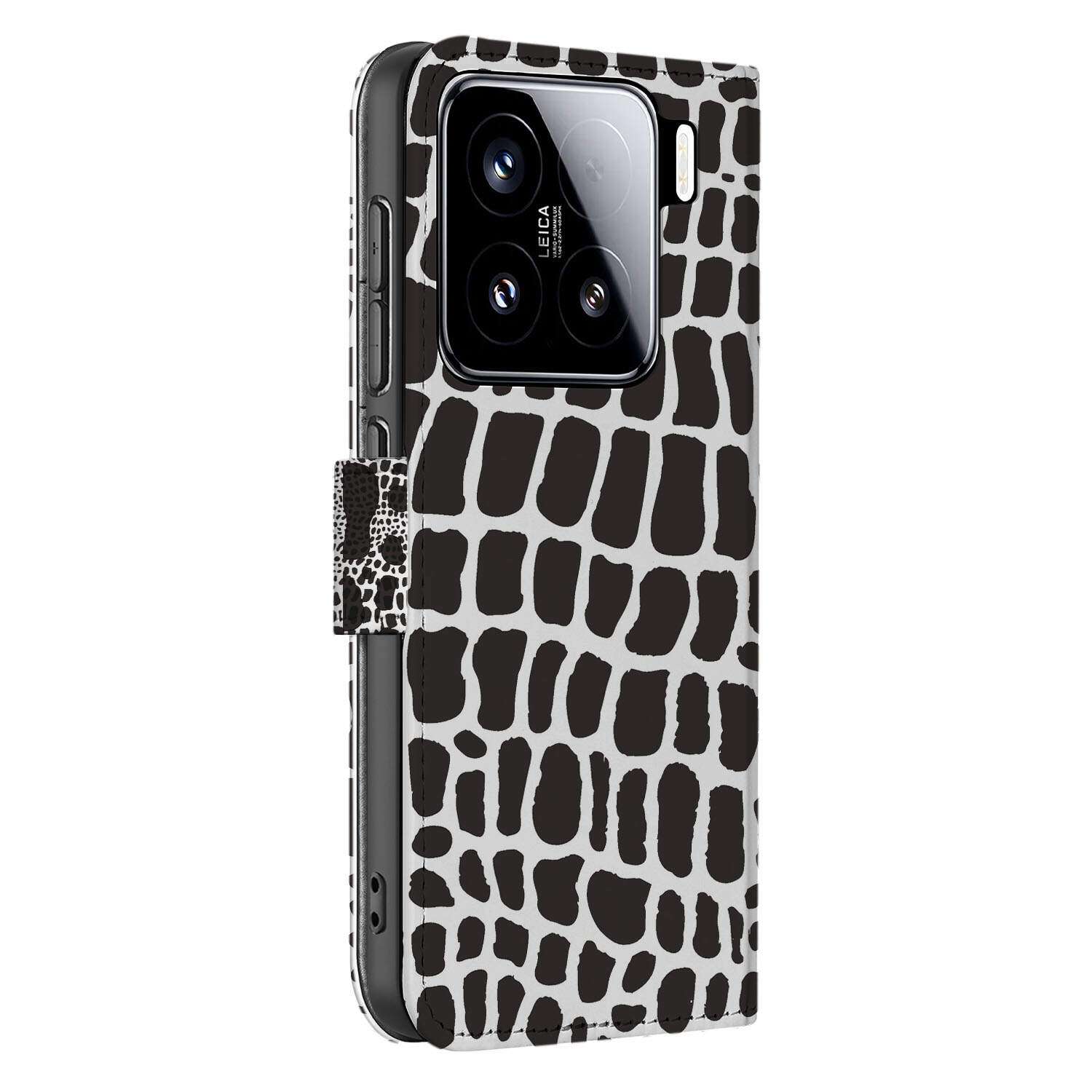 Xiaomi 15 Telefoonhoesje met Pasjes Slangenprint book case slangenprint zijaanzicht