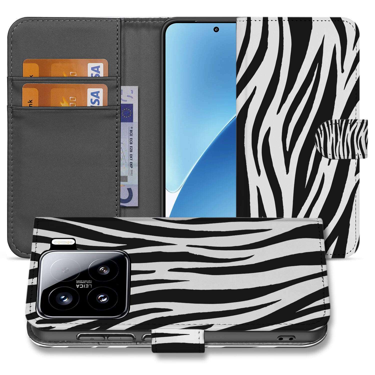 Xiaomi 15 Telefoonhoesje met Pasjes Zebra book case zebra design voorkant