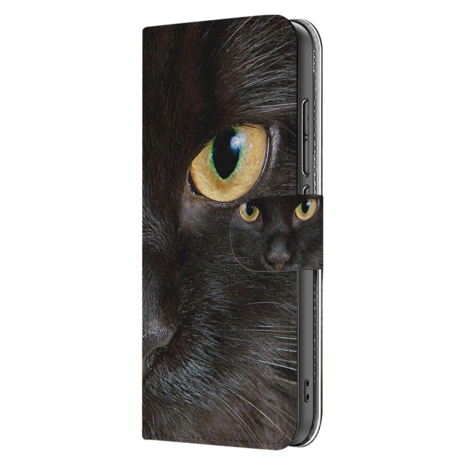 Xiaomi 15 Telefoonhoesje met Pasjes Zwarte Kat Book Case Zwarte Kat Aanzicht