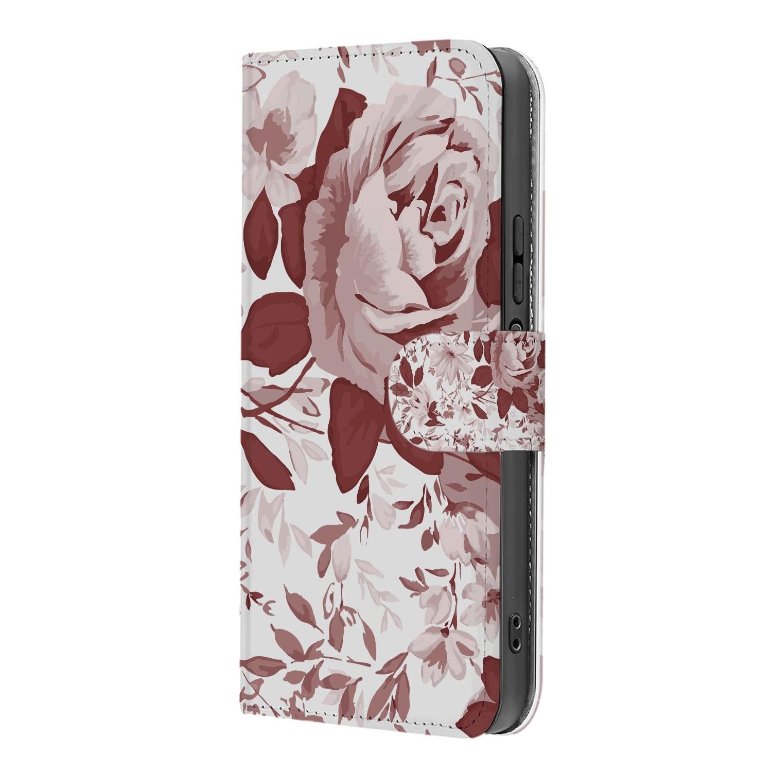 Xiaomi 17 bookcase Watercolor Flowers, binnenkant met telefoon