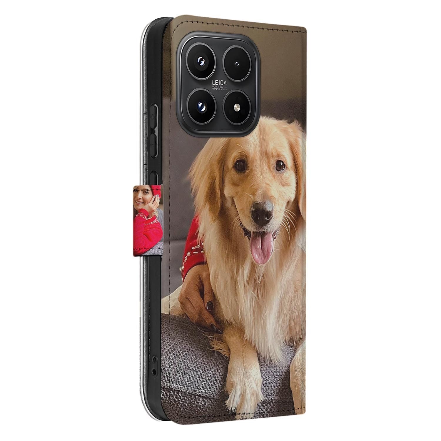 Xiaomi 17 bookcase hoesje met eigen foto schuin weergegeven