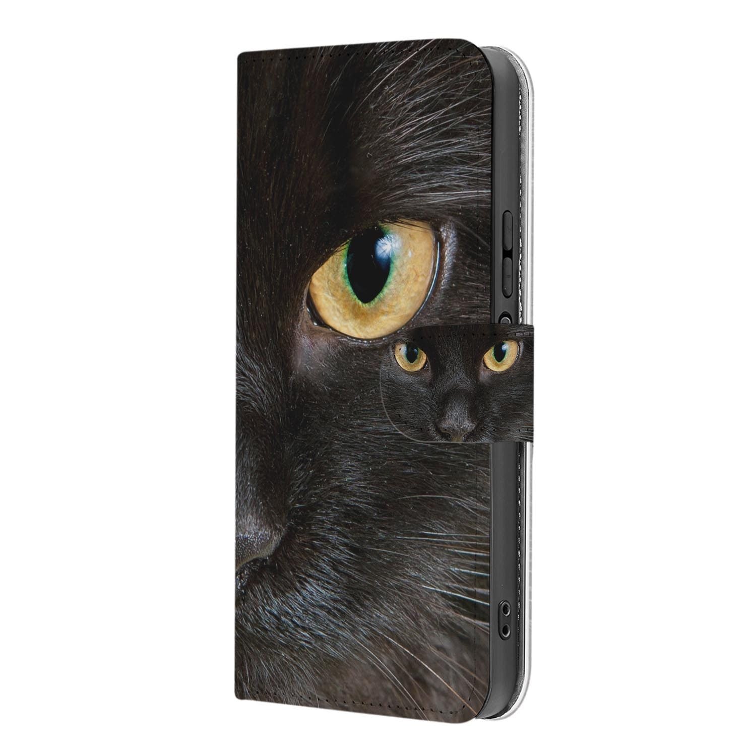 Xiaomi 17 bookcase Zwarte Kat, binnenkant met telefoon