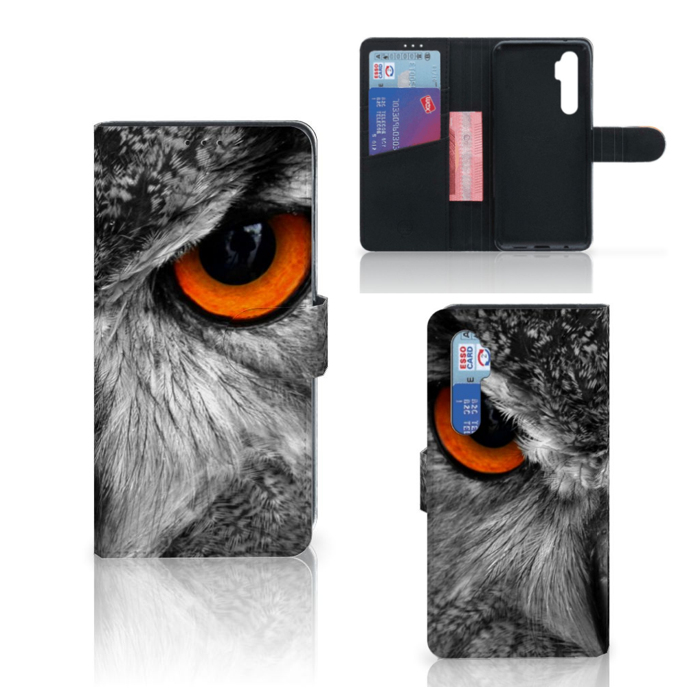 Xiaomi Mi Note 10 Lite Telefoonhoesje met Pasjes Uil hoesje uil design aanzicht