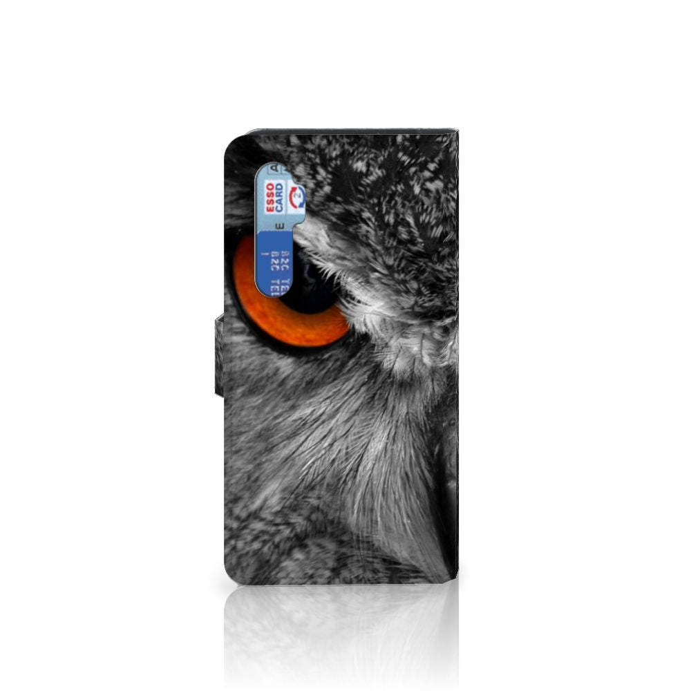 Xiaomi Mi Note 10 Lite Telefoonhoesje met Pasjes Uil design uil zijaanzicht