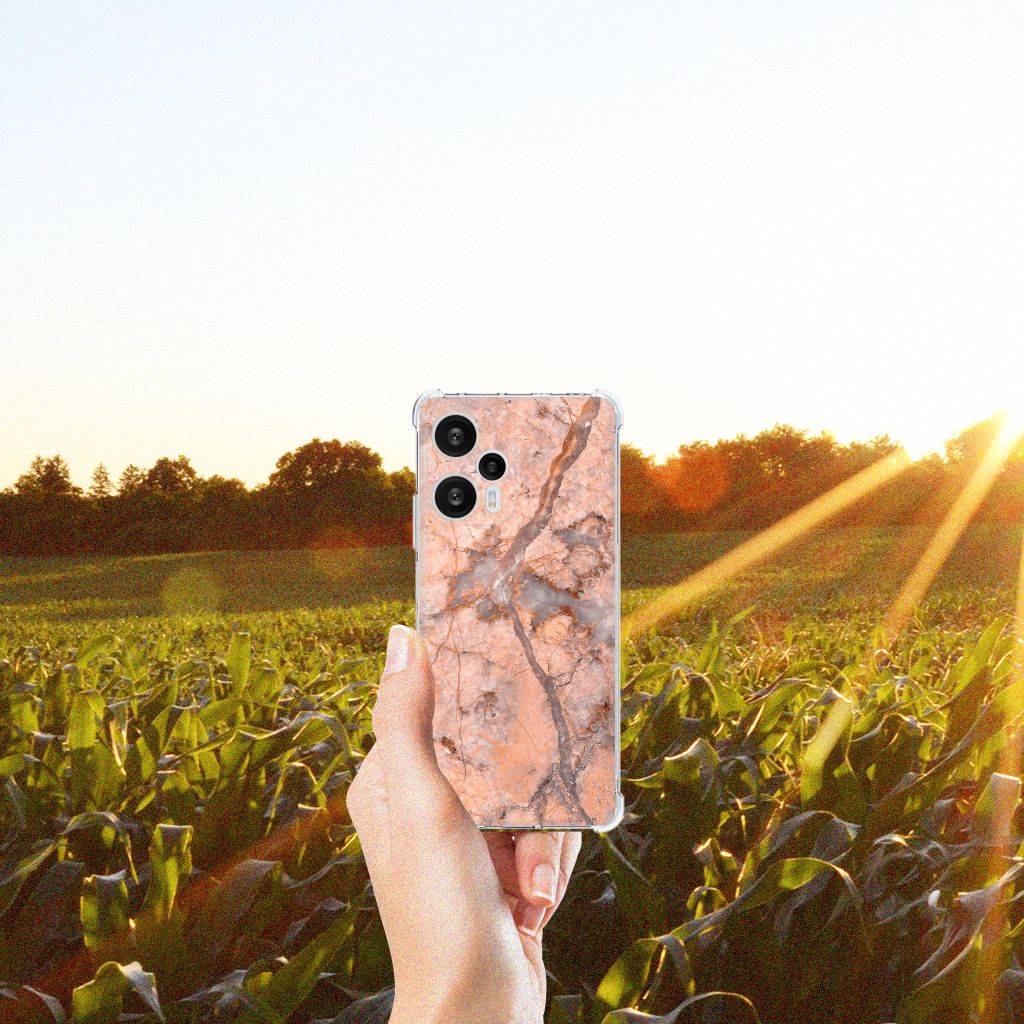 Xiaomi Poco F5 Anti-Shock Hoesje Marmer Oranje B2C Telecom