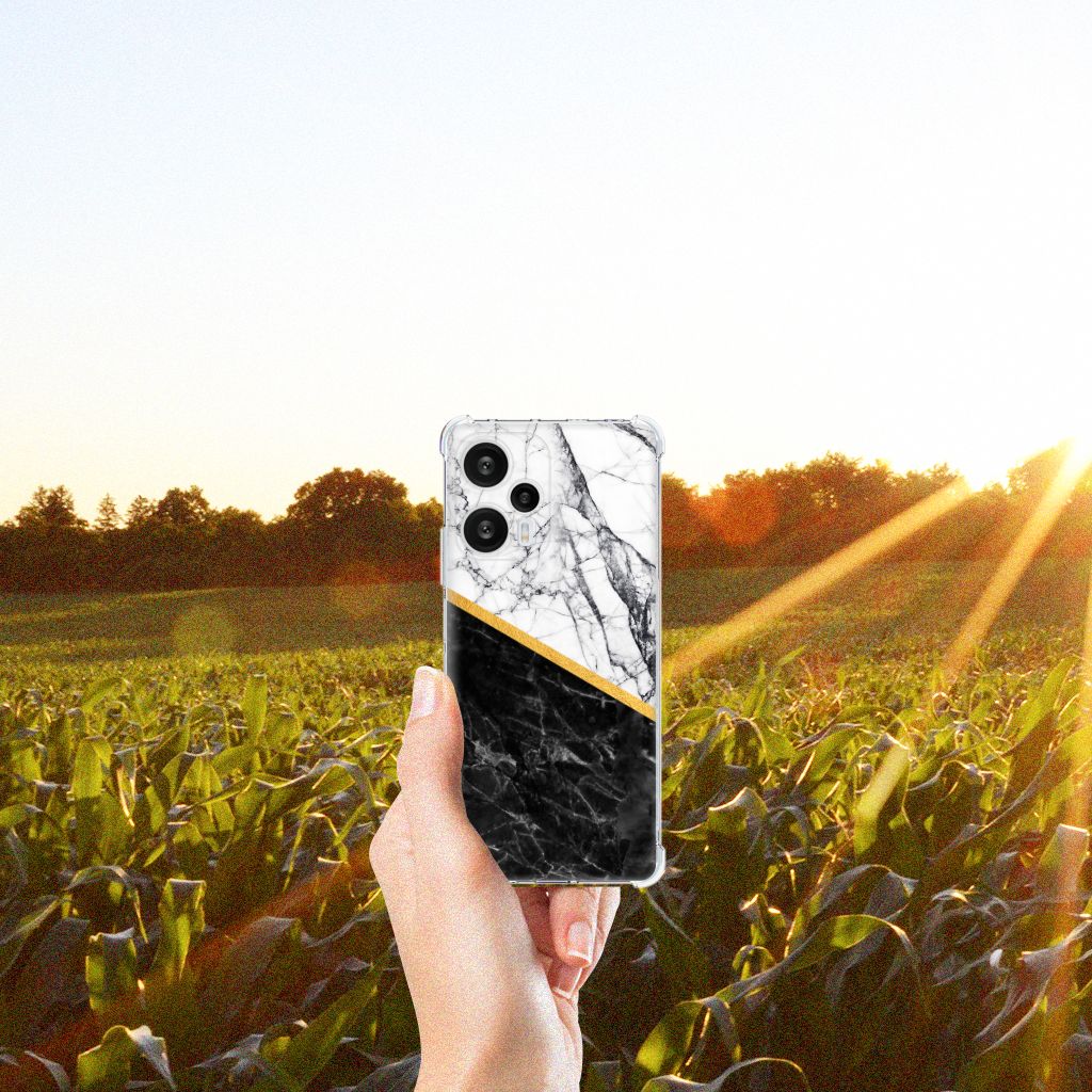 Xiaomi Poco F5 Anti-Shock Hoesje Marmer Wit Zwart - Origineel Cadeau Man B2C Telecom