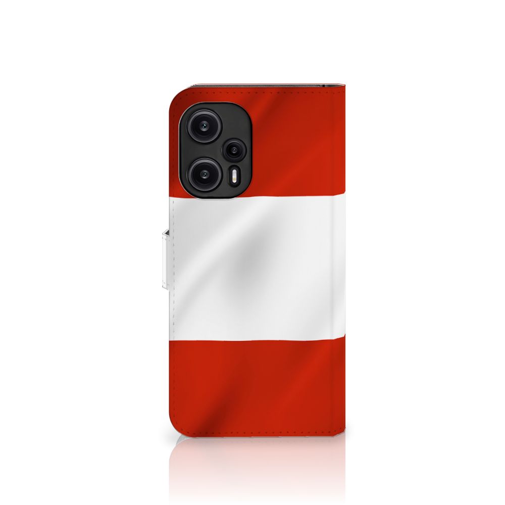 Xiaomi Poco F5 Bookstyle Case Oostenrijk vlag ontwerp voorkant