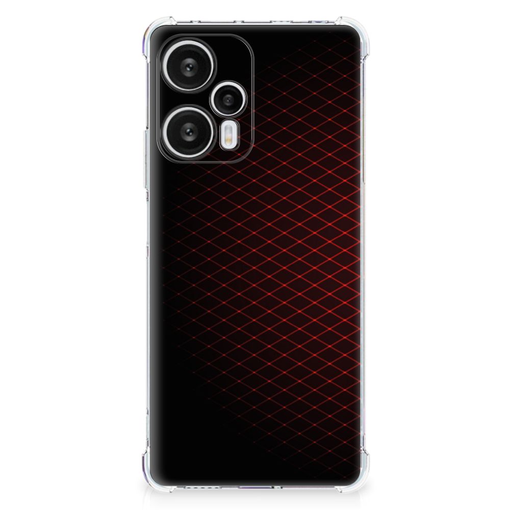 Xiaomi Poco F5 Doorzichtige Silicone Hoesje Geruit Rood B2C Telecom