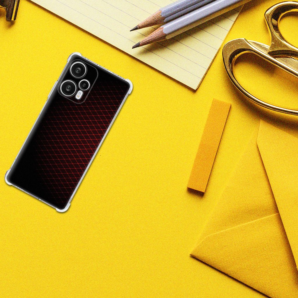 Xiaomi Poco F5 Doorzichtige Silicone Hoesje Geruit Rood B2C Telecom