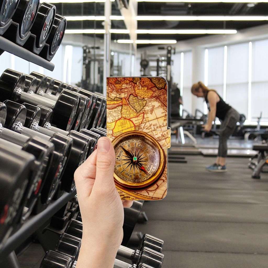 Xiaomi Poco F5 Flip Cover Kompas met wereldkaart en kompasdesign voor stijl en bescherming 🎁.