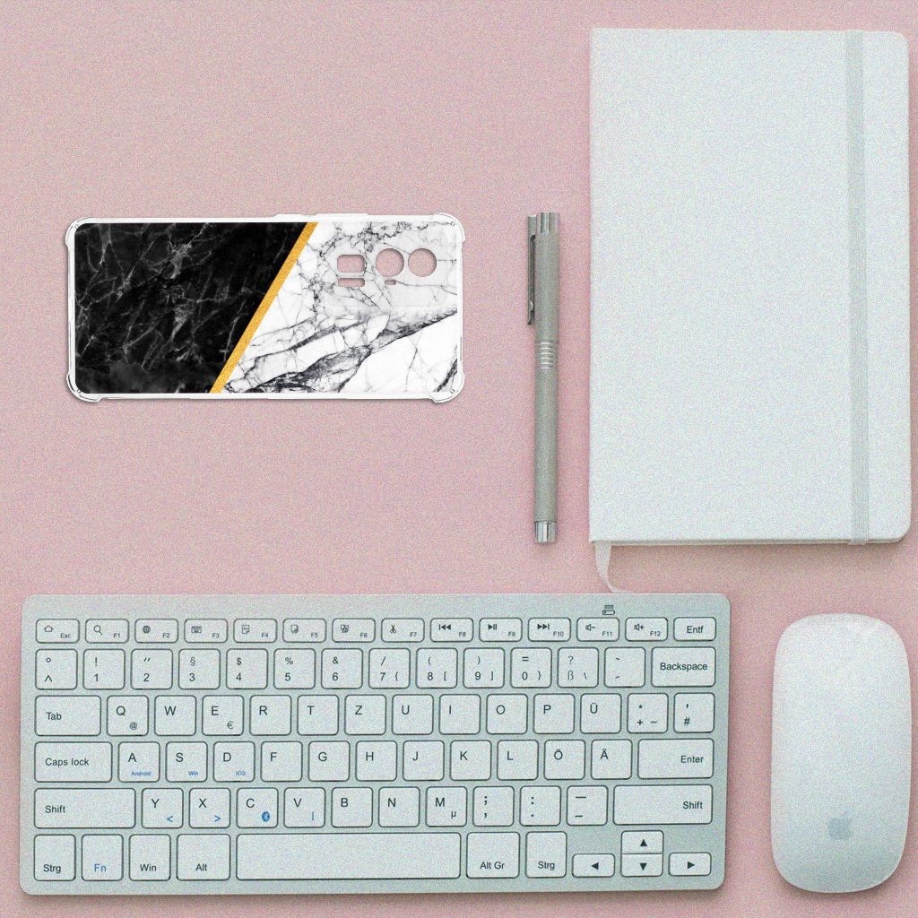 Xiaomi Poco F5 Pro Anti-Shock Hoesje Marmer Wit Zwart - Origineel Cadeau Man B2C Telecom