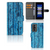 Xiaomi Poco F5 Pro Book Style Case Wood Blue design blauw hout aanzicht