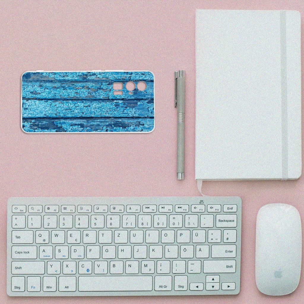 Xiaomi Poco F5 Pro Bumper Hoesje Wood Blue TPU hoesje blauw hout bovenaanzicht