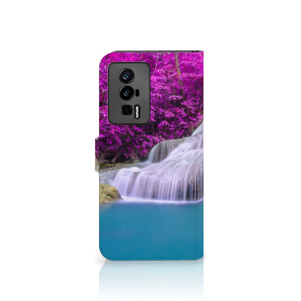 Xiaomi Poco F5 Pro Flip Cover Waterval design waterval paars