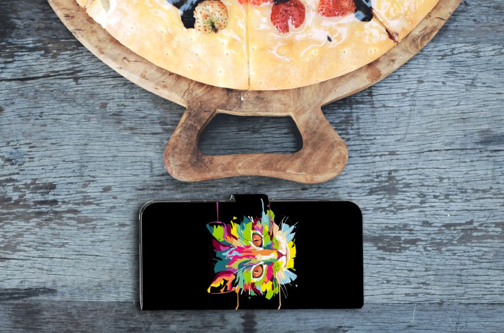 Xiaomi Poco F5 Pro Leuk Hoesje Cat Color kleurrijk ontwerp bovenaanzicht