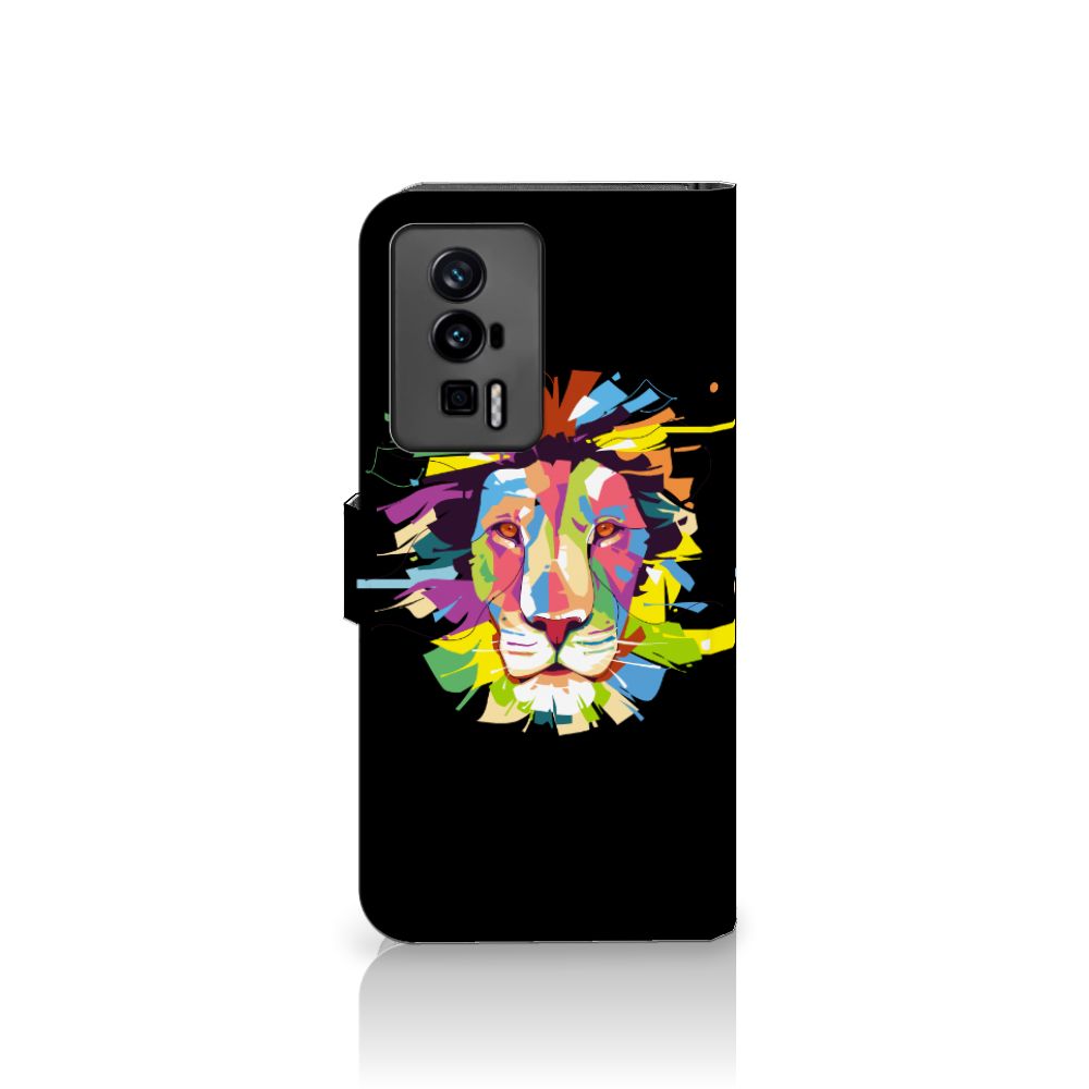 Xiaomi Poco F5 Pro Leuk Hoesje Lion Color zijkant