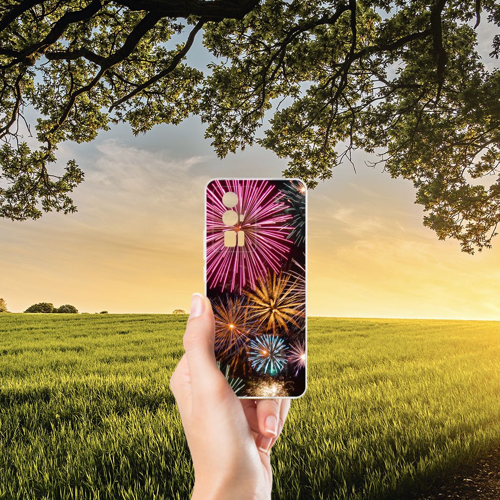 Xiaomi Poco F5 Pro Silicone Back Cover Vuurwerk in hand met kleurrijk siervuurwerk voor bescherming en uitstraling 🌟