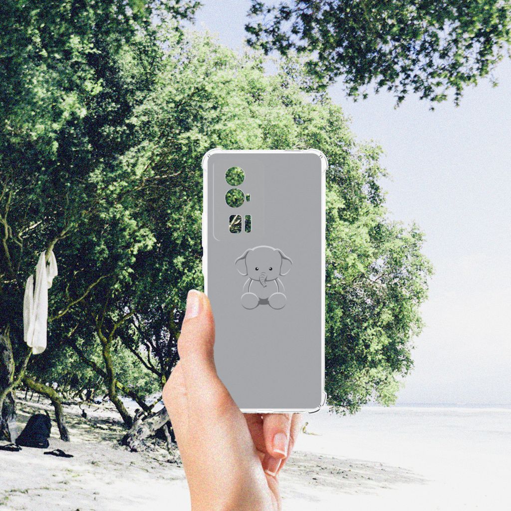 Xiaomi Poco F5 Pro Stevig Bumper Hoesje Grijs Baby Olifant B2C Telecom