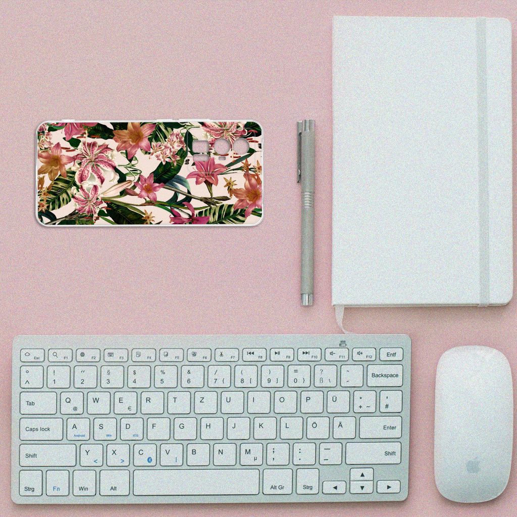 Xiaomi Poco F5 Pro TPU Case Flowers bloemen ontwerp bovenaanzicht