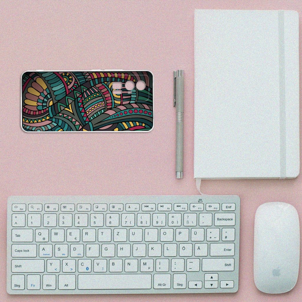 Xiaomi Poco F5 Pro TPU bumper Aztec bovenkant toetsenbord notitieboek pen