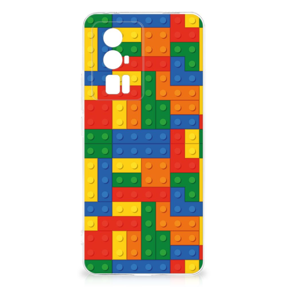 Xiaomi Poco F5 Pro TPU bumper Blokken Lego design hoesje achteraanzicht