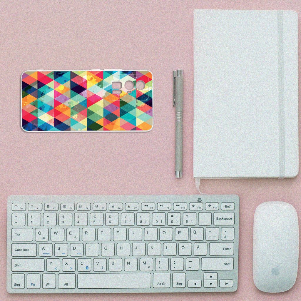 Xiaomi Poco F5 Pro TPU bumper Geruit ruitjes kleurrijk bovenaanzicht