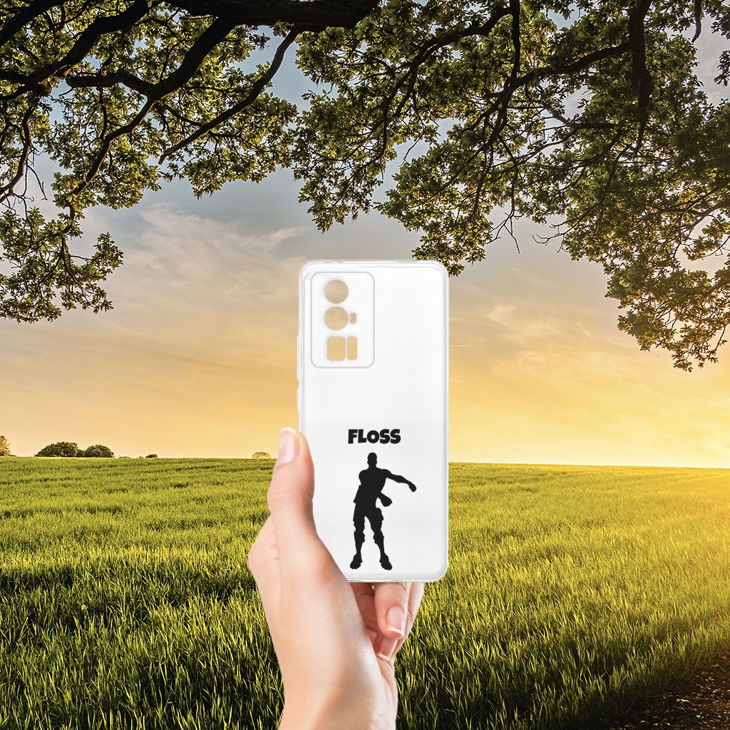 Xiaomi Poco F5 Pro Telefoonhoesje met Naam Floss in hand, duurzaam en uniek, perfect cadeau 🎁 voor elke gelegenheid.