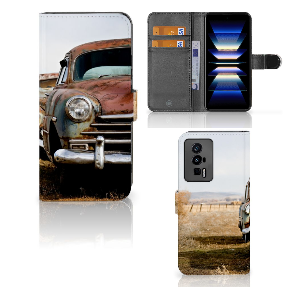 Xiaomi Poco F5 Pro Telefoonhoesje met foto Vintage Auto design vintage auto aanzicht