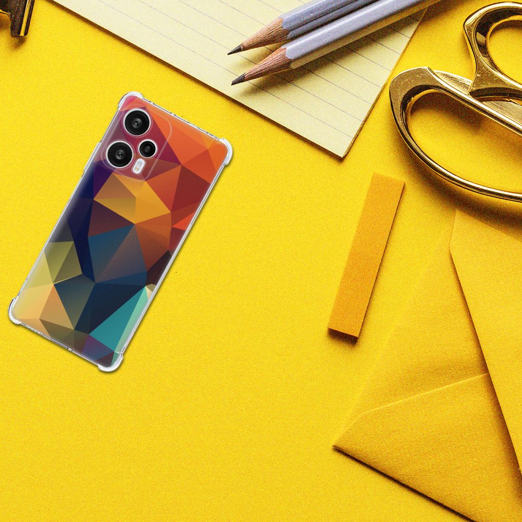 Xiaomi Poco F5 Shockproof Case Polygon Color bovenaanzicht geometrisch ontwerp