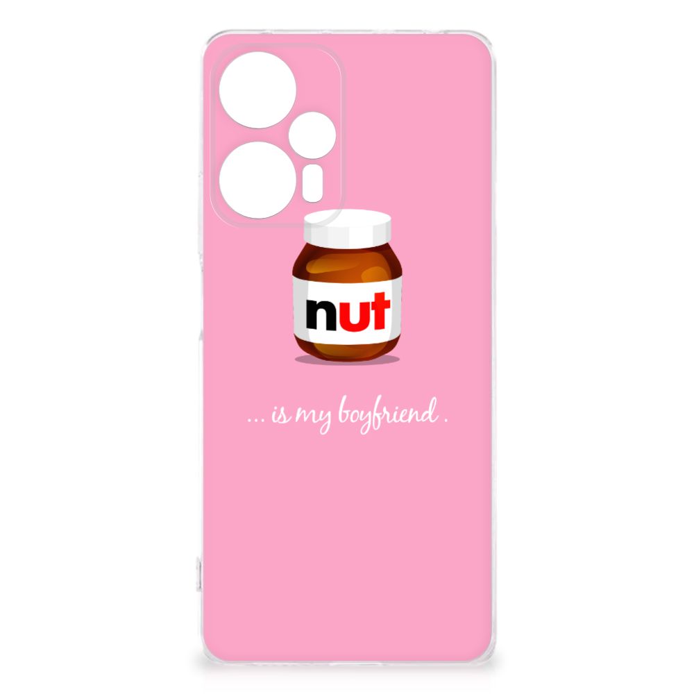 Xiaomi Poco F5 Siliconen Case Nut Boyfriend roze ontwerp achterzijde chocoladepasta