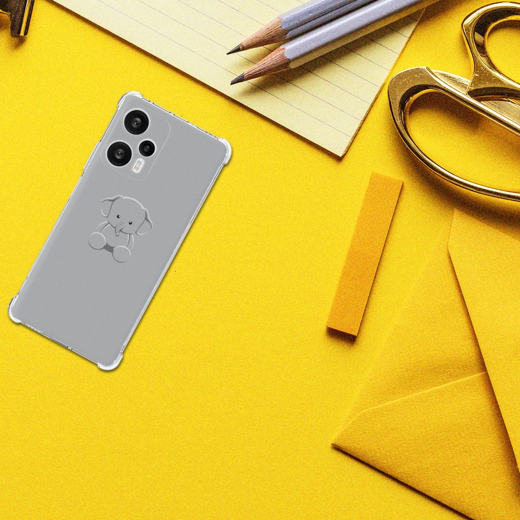 Xiaomi Poco F5 Stevig Bumper Hoesje Grijs Baby Olifant B2C Telecom