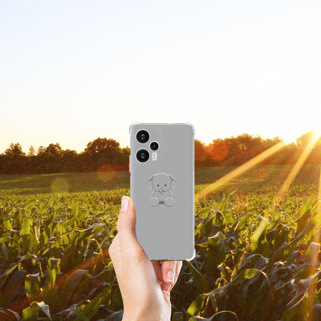 Xiaomi Poco F5 Stevig Bumper Hoesje Grijs Baby Olifant B2C Telecom