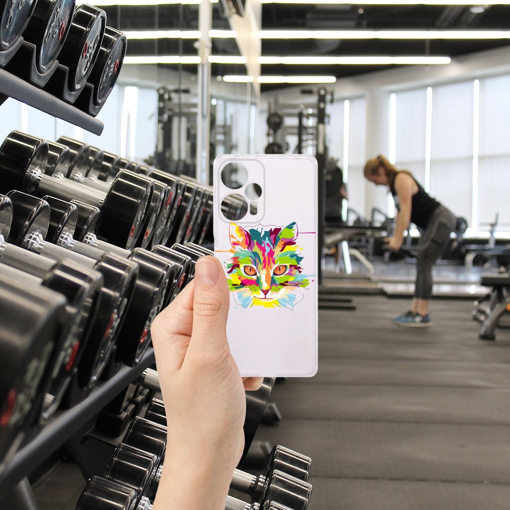Xiaomi Poco F5 Telefoonhoesje met Naam Cat Color telefoonhoesje kat kleuren aanzicht