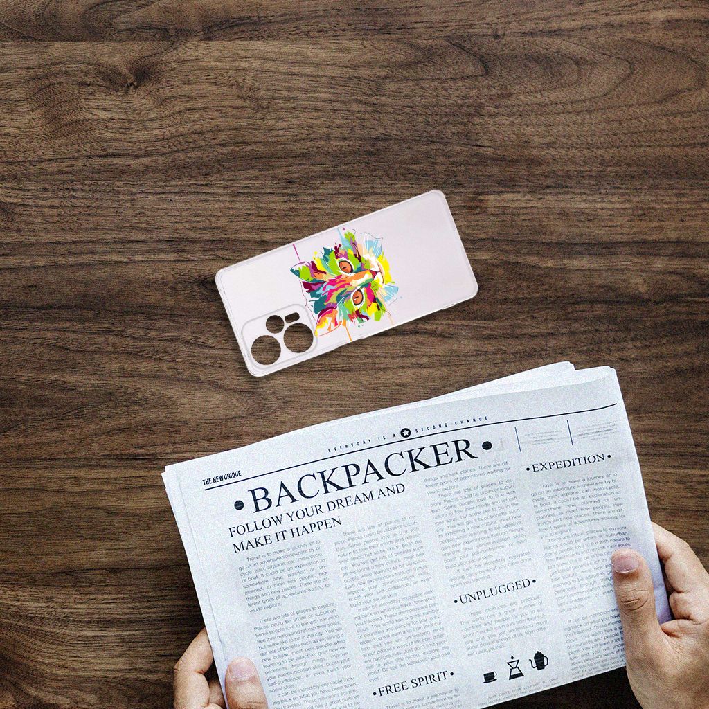 Xiaomi Poco F5 Telefoonhoesje met Naam Cat Color bloemen design bovenaanzicht