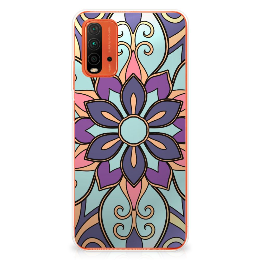 Xiaomi Poco M3 TPU Case Purple Flower achterkant bloemen ontwerp