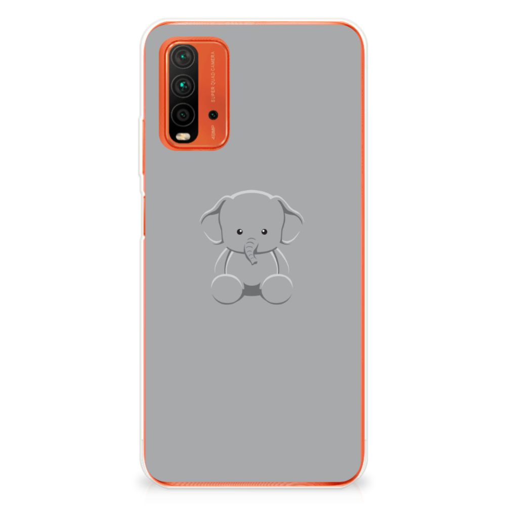 Xiaomi Poco M3 Telefoonhoesje met Naam Grijs Baby Olifant ontwerp achterkant