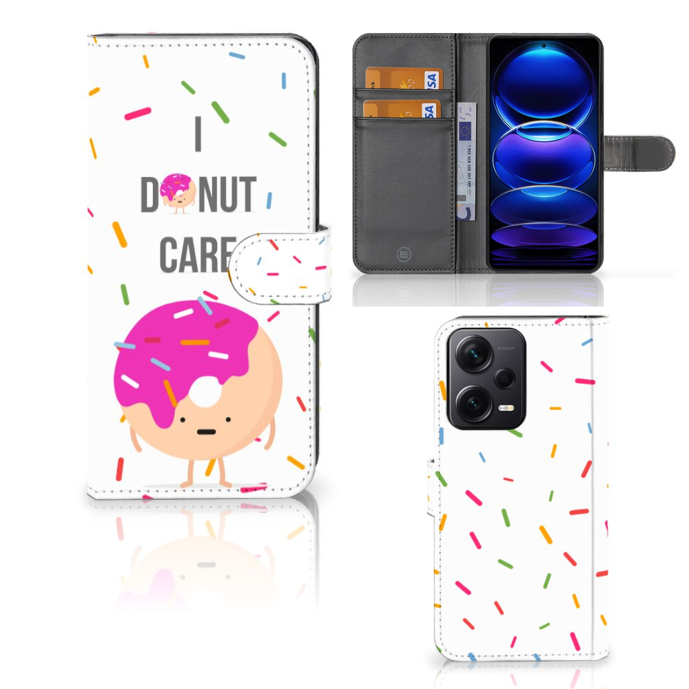Xiaomi Poco X5 Pro | Note 12 Pro 5G Book Cover Donut Roze design donut voorkant achterkant