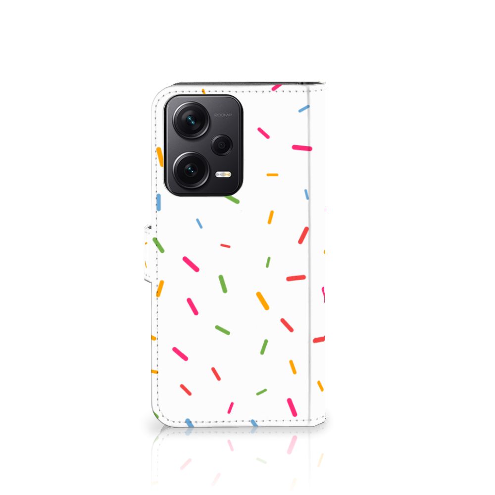 Xiaomi Poco X5 Pro | Note 12 Pro 5G Book Cover Donut Roze design donut sprinkles aanzicht